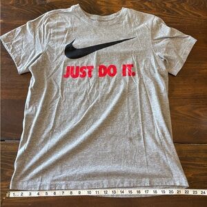 Nike Gray Tee with Black Swoosh and Red Text